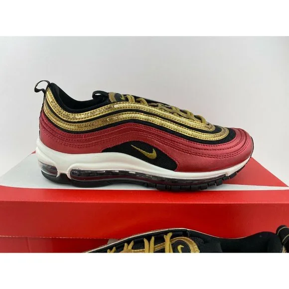 Nike Air Max 97 Red Gold Sequin Women's Sneaker Shoes Metallic - Picture 5 of 12